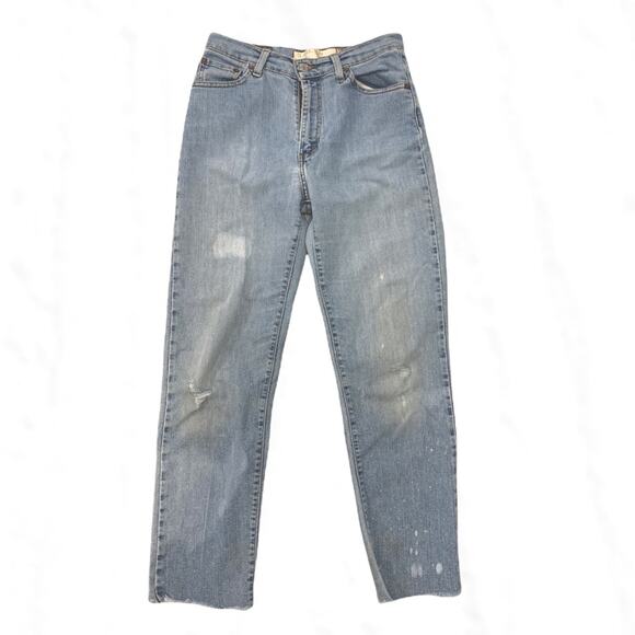 Levi’s 512 Distressed Slim Tapered Denim Jeans Bleach Stained Vintage Aesthetic - Picture 1 of 8